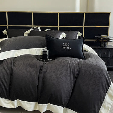 Premium Black Ivory 1000TC Lyocell Cotton Jacquard Bedding Set - Elegant and Comfortable